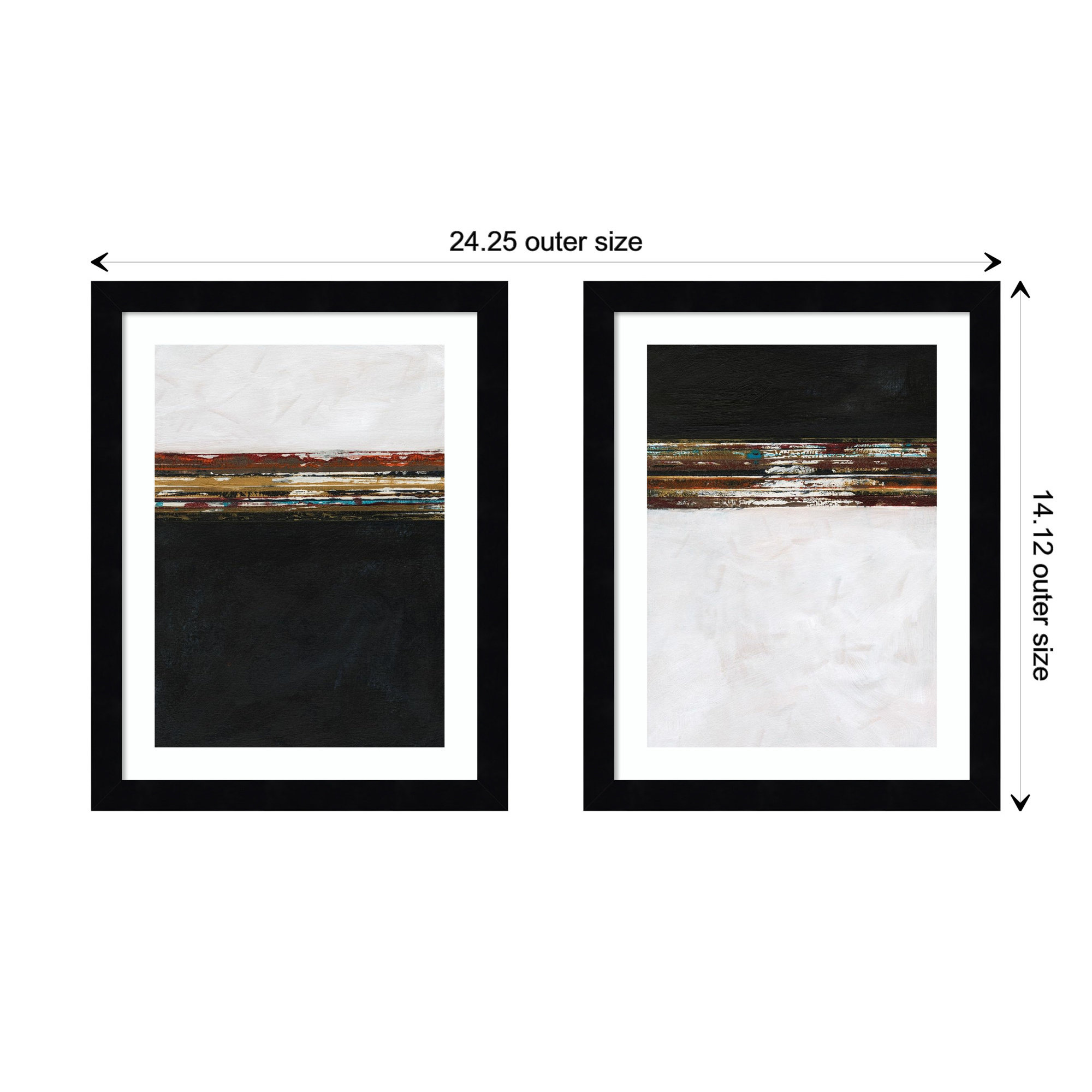 A Sense Of Space I & II by Jodi Fuchs, 14" H x 25" W, Black