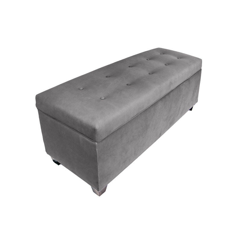 Upholstered Storage Bench, Gray