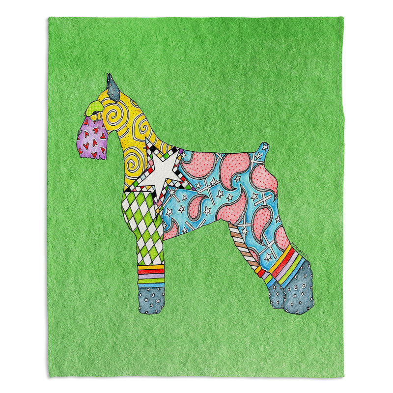  Couverture pour chien Schnauzer, 51 po x 60 po, Vert, Schnauzer géant