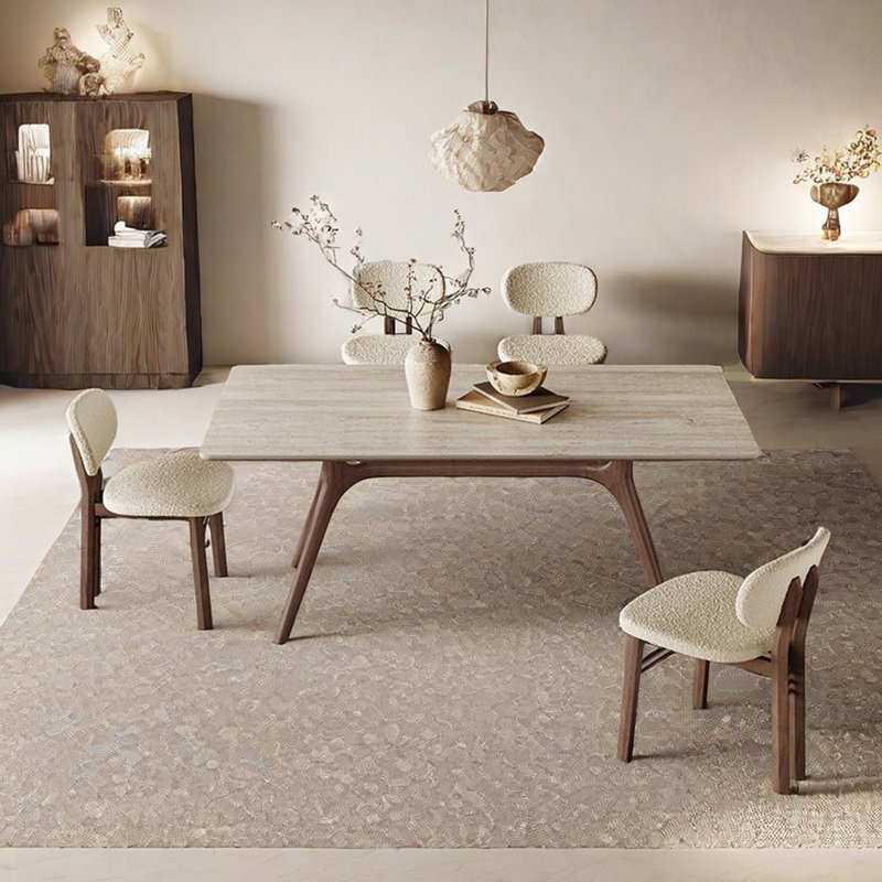 Modern simple rectangular family dining table sets, 29.53"H x 59.06"L x 31.5"W