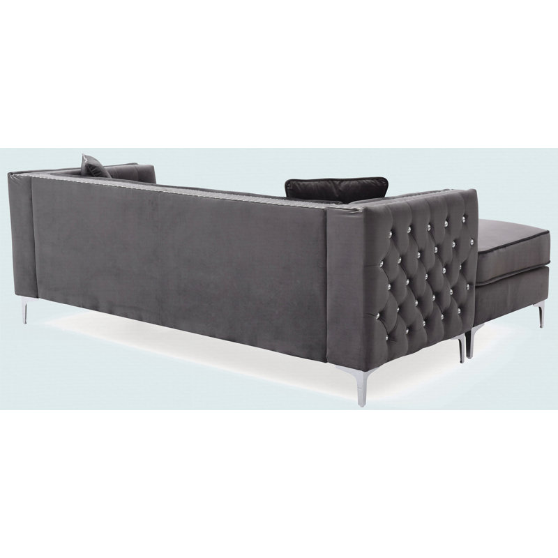Canapé moderne avec méridienne, Gris, H 30 po x l 87 po x P 64 po