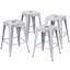 Tabourets de bar sans dossier en métal argenté antique, hauteur du comptoir (lot de 4), démontables, faciles à nettoyer, structure pour la cuisine et la maison, non empilables, design gain de place, montage facile, imperméables