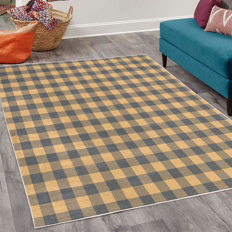 Tapis décoratif à haute densité en fibres de polyester Seido, Rectangle 4 pi x 5 pi 5 po