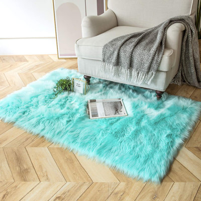 Tapis à poils longs Haja Turquoise