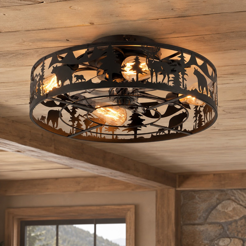 Ventilateur de plafond réversible en cage 20 po avec ensemble d'éclairage et télécommande Farmhouse