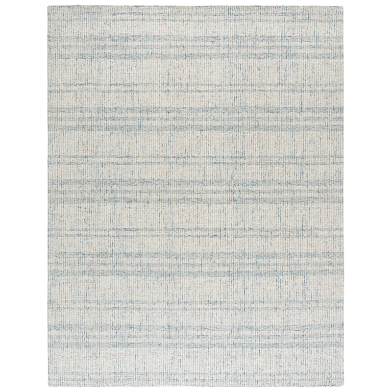 Abstract Hand Tufted Wool; Cotton Striped Indoor Rug, 8'-0" x 10'-0" Rectangle