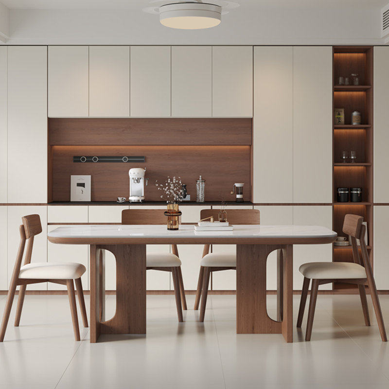 Casual simple rectangular dining table set, 29.5"H x 70.9"L x 35.4"W