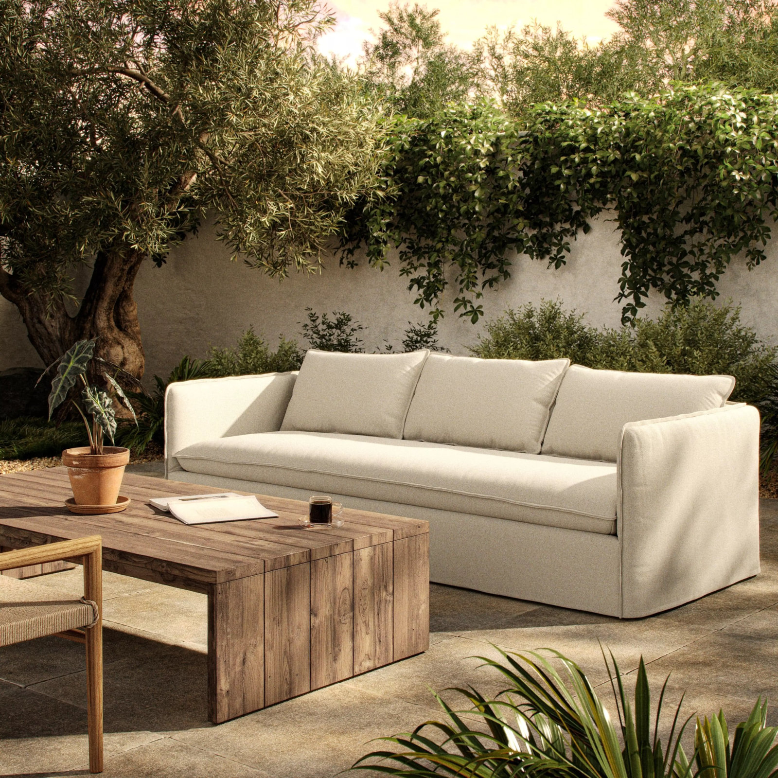 Jeter 96" Patio Sofa, Alessi Linen