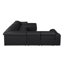 Canapé modulaire noir en cuir véritable 5 pièces faisant face à droite avec 2 fauteuils inclinables électriques et appuis-tête réglables-130703044-130703042