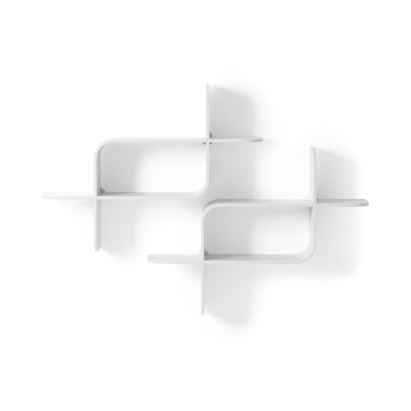 White Modern Bentwood 2-Tier Floating Wall Shelf