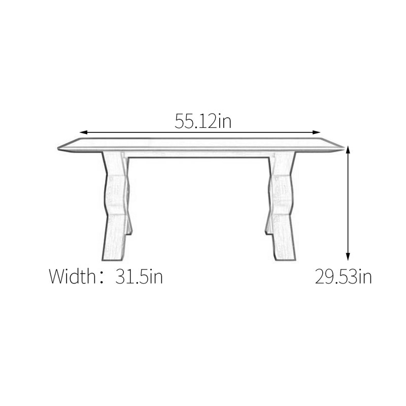 Table de salle à manger en frêne, H 29,53 po x L 55,12 po x l 31,5 po