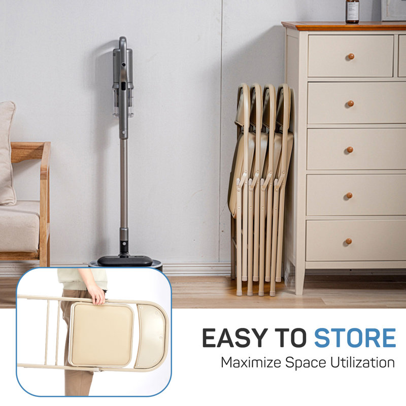 Chaises pliantes empilables rembourrées en cuir, chaises pliantes robustes en métal, rangement facile pour la maison, le bureau, la fête (ensemble de 8)