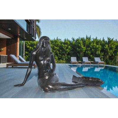Grande statue de sirène en aluminium décorative océan NIFao 64 po x 32 po x H 34 po
