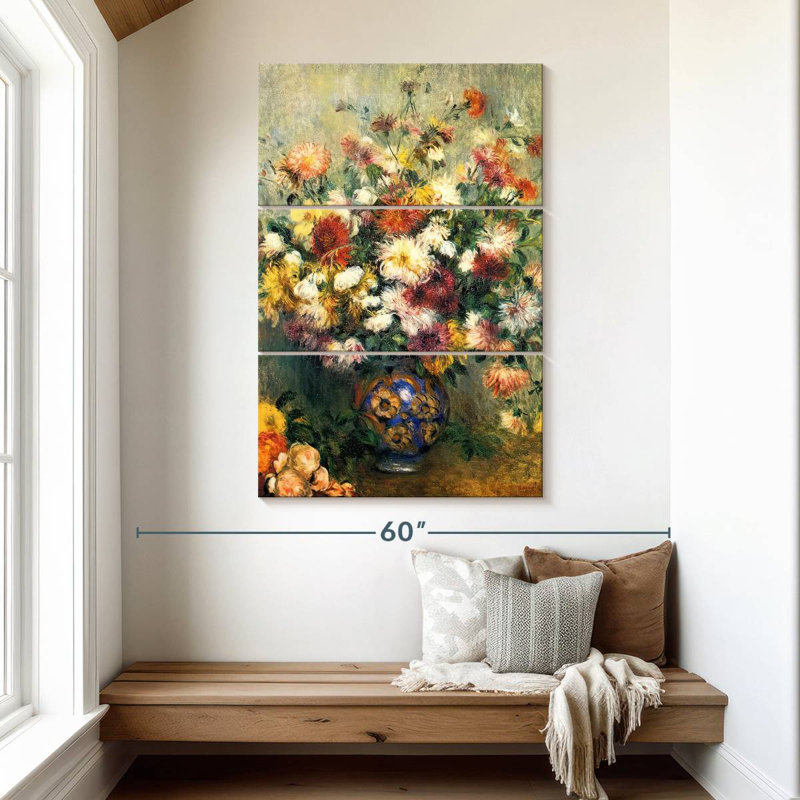 Vase Harnek de chrysanthèmes, H 50 po x l 32 po