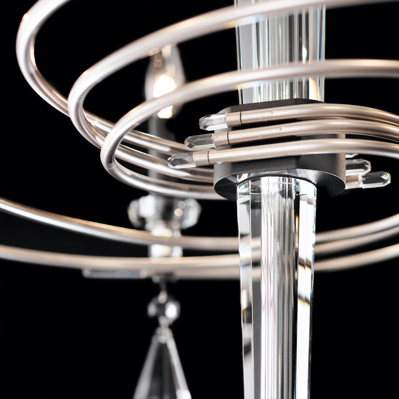 Tempest 6 Light Crystal Chandelier, Black/Soft Silver