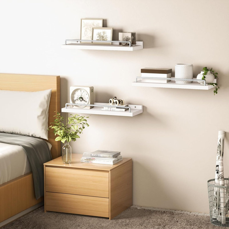 3 tablettes flottantes, blanc / gris