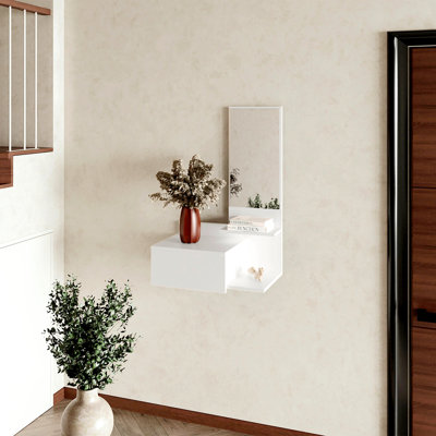 White Floating Vanity With Included Mirror