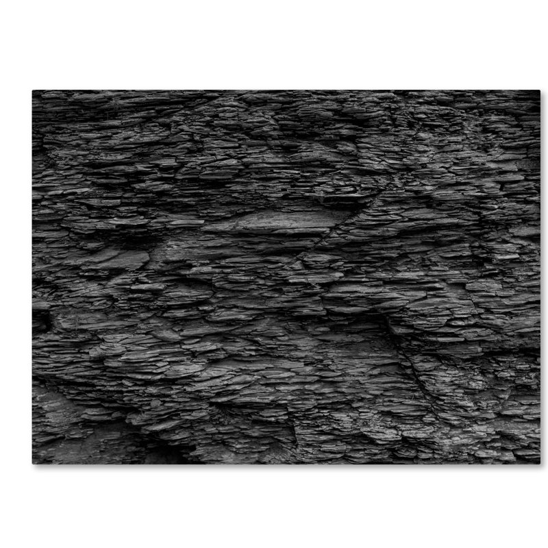 Schiste abstrait en noir et blanc, reproduction de photo sur toile tendue, H 24 po x l 32 po x P 2 po