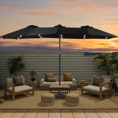 Lyles 15'x9' Rectangular Lighted Market Umbrella