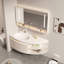 Meuble-lavabo mural 43,31 po en bois d'hévéa massif avec miroir-731477011