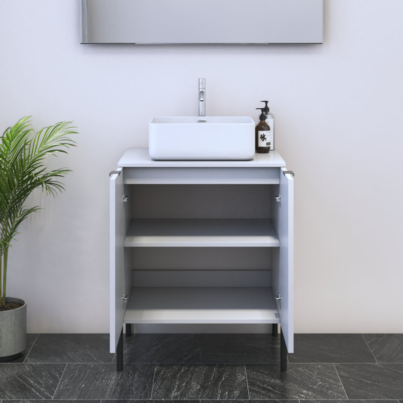 Ensemble de meuble-lavabo simple 23,6 po avec dessus Lissia, Blanc