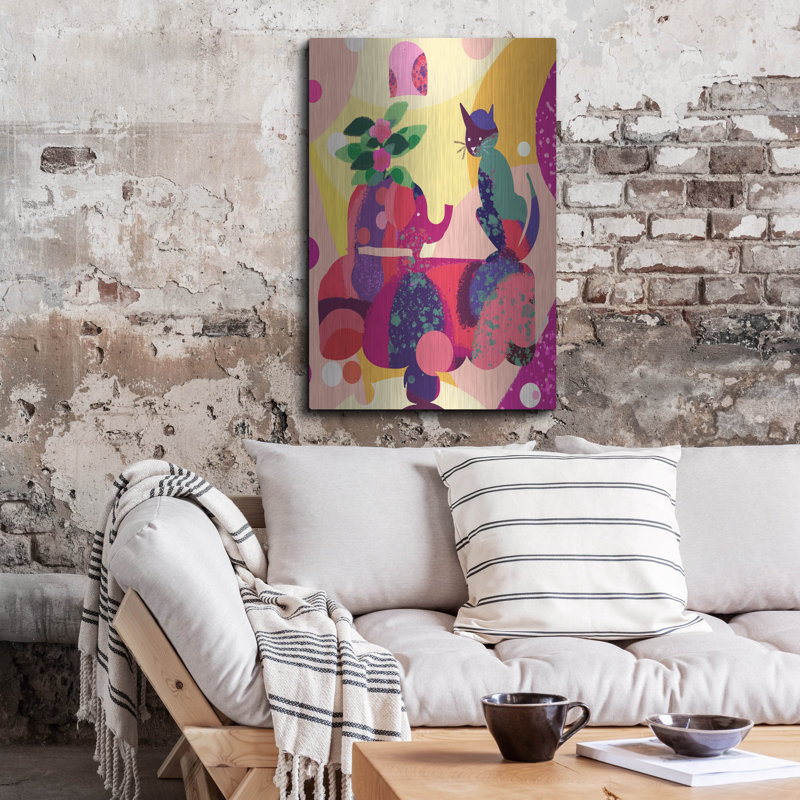 «Still Life With Cat And Elephant» par Holly McGee sur métal, H 36 po x l 24 po