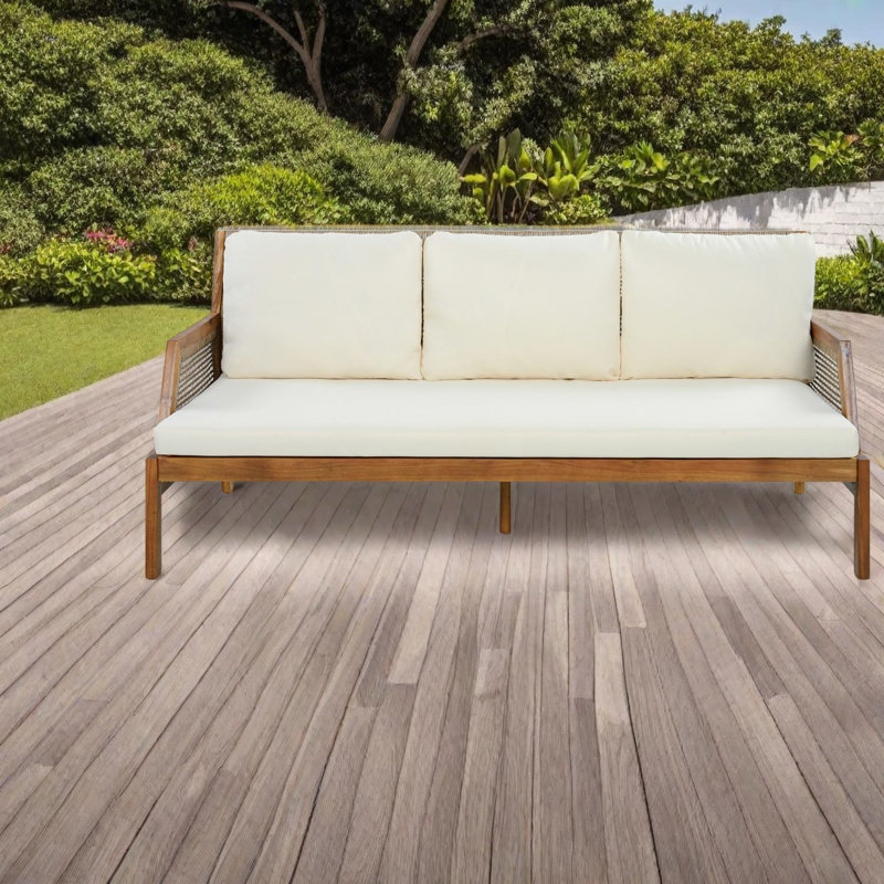 Ensemble de canapés de patio moderne, modulaire en osier de bois d'acacia pour le divertissement à domicile