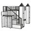 Lit superposé simple en métal en forme de château avec garde-robe et multiples rangements, blanc-250775204