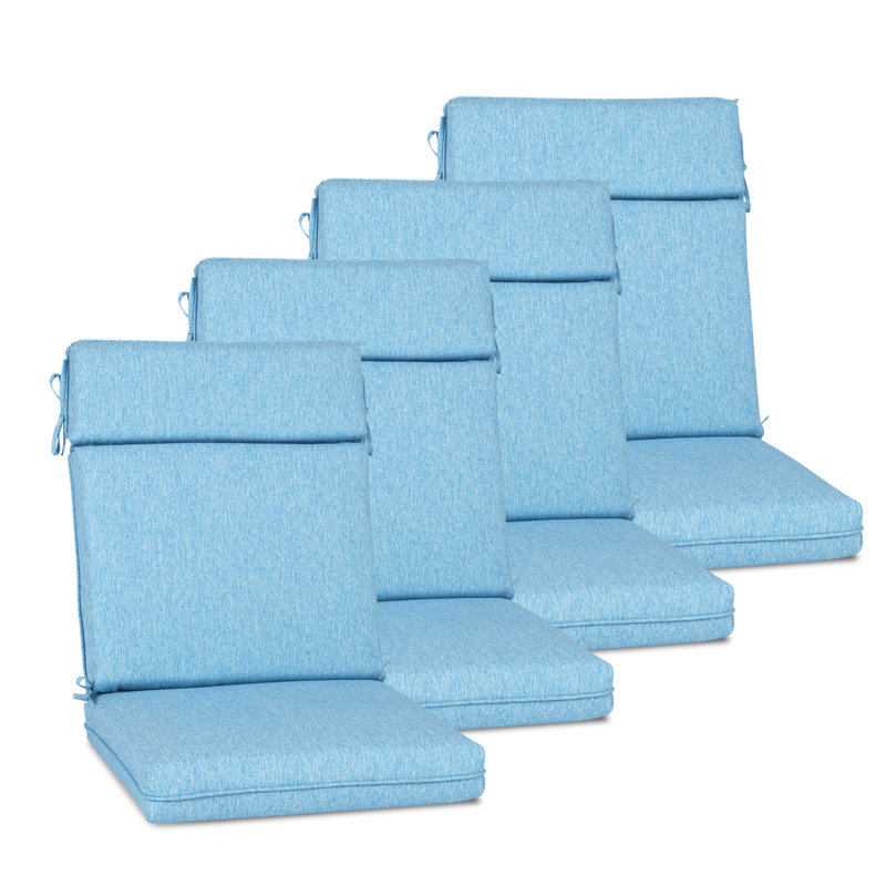 Ensemble de 4 coussins de chaise d'extérieur à haut dossier, L 21 po x P 20 po, Bleu lac