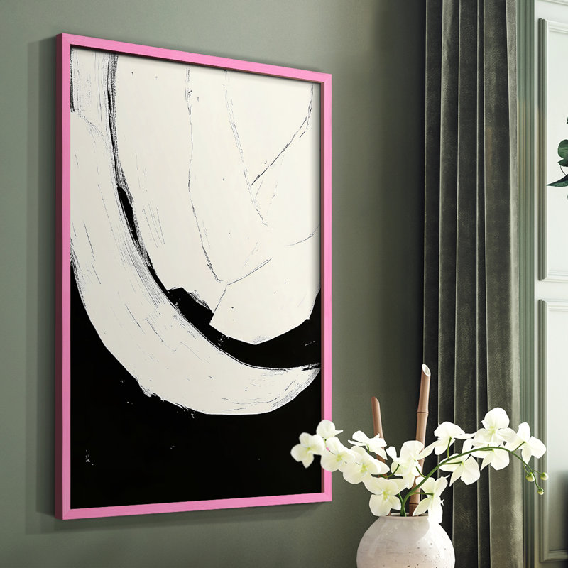 Impression abstraite encadrée CX - prête à être accrochée - fabriquée aux États-Unis, Rose, H 14 po x l 11 po
