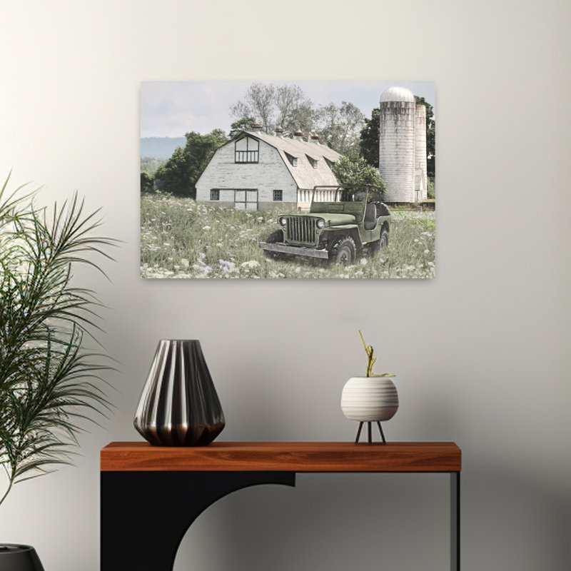 «Old At The Farm», art abstrait de paysage abstrait, H 16 po x l 24 po