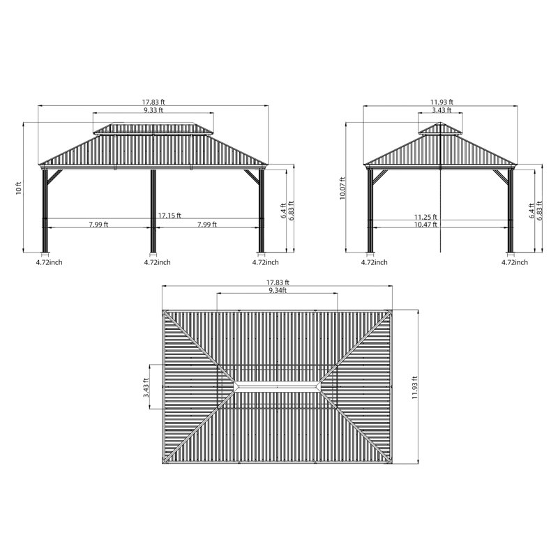 Calaro Aluminum Galvanized Steel Patio Gazebo with Double Roof, 18 ft x 12 ft