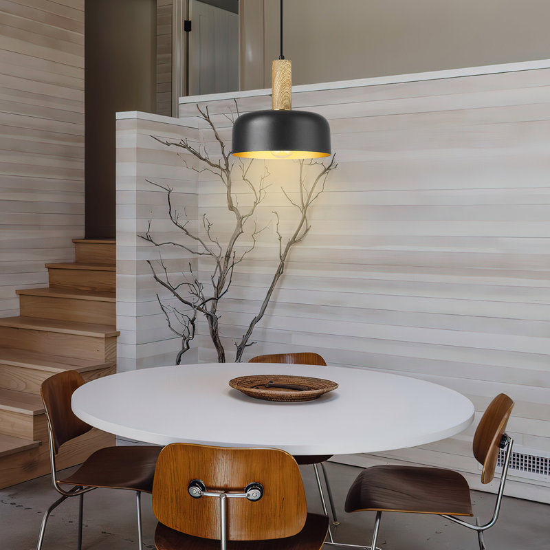 Luminaire suspendu simple à 1 lumière Laytin, Noir mat
