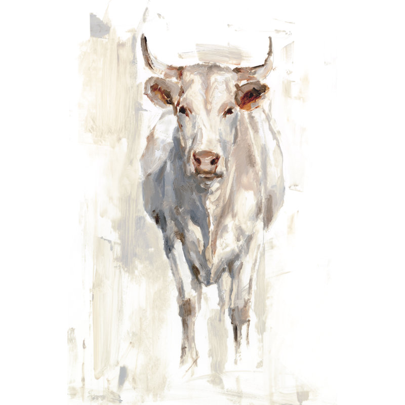 Sunlit Cows II - Painting, 76 cm H x 51 cm W, Wrapped Canvas