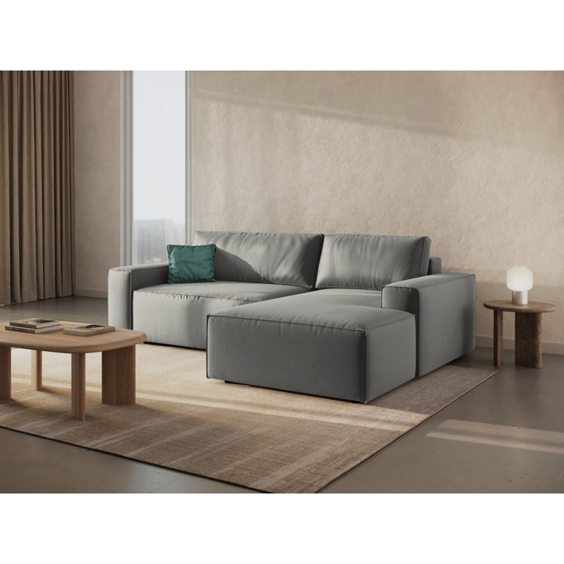 Alisbha 2 Seater Velvet Sofa Bed, Light Grey
