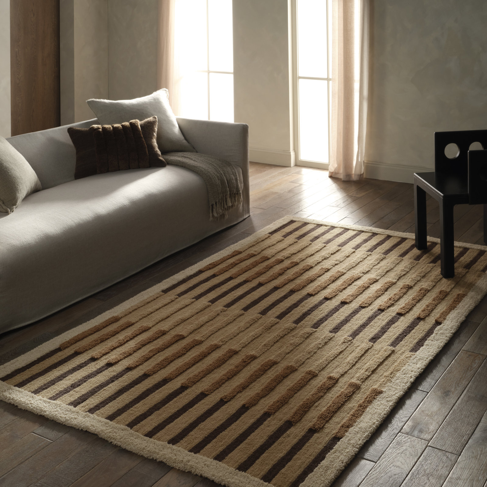 Brown Hand-Tufted Geometric Rug, Rectangle 8'6" x 11'6"