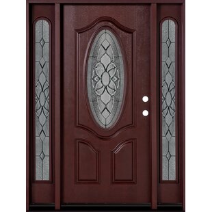 JELD-WEN Nola 32-in x 80-in Steel Oval Lite Right-Hand Inswing Primed  Prehung Single Front Door with Brickmould Insulating Core