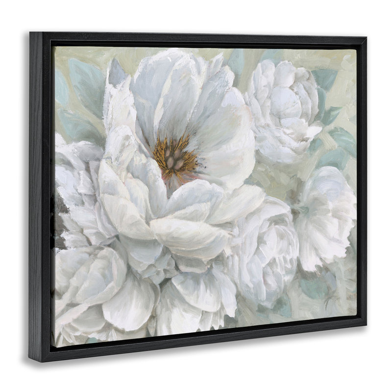 "White Beauty Bouquet", art mural sur toile flottante par Wellington Studio, Cadre flottant noir de jais, H 17 po x l 21 po