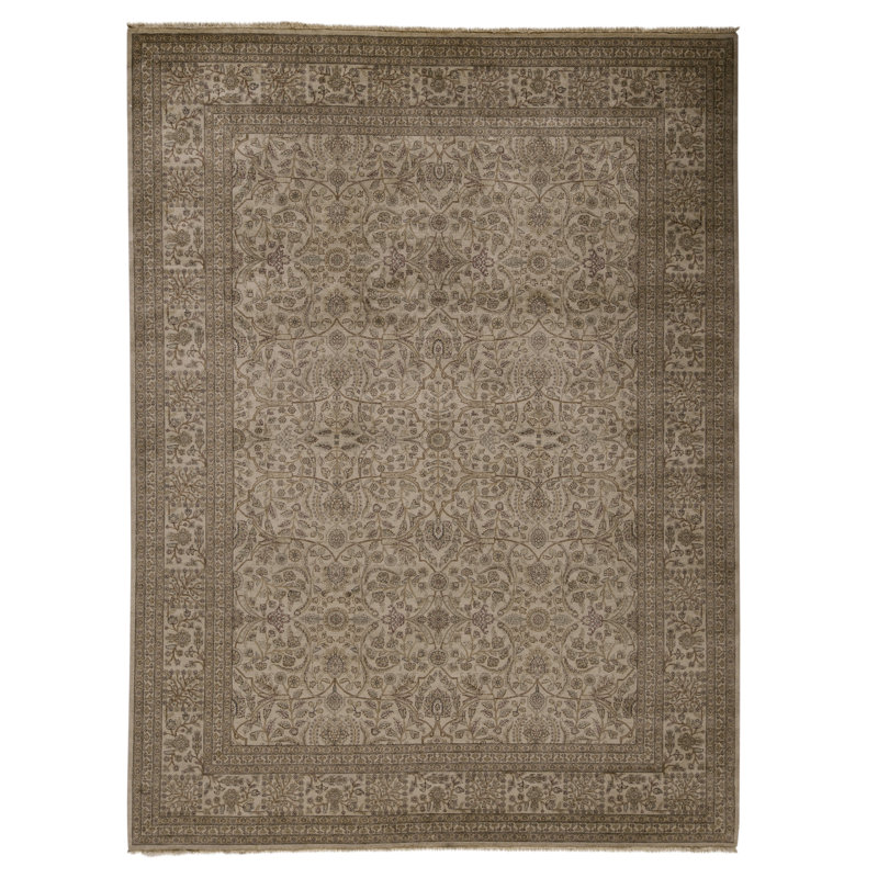 High-Quality Hand-Knotted Ivory Area Rug
