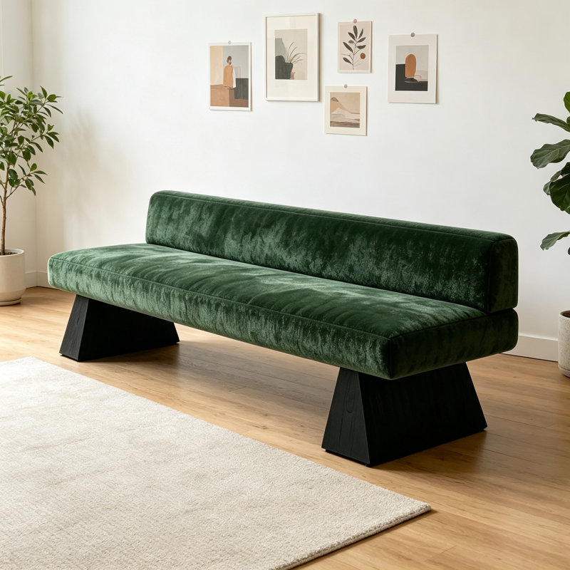 Canapé vert moderne au design minimaliste