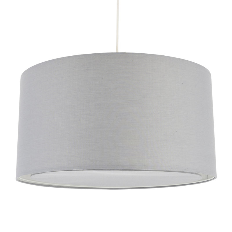 Bosco 26cm H Cotton Drum Pendant Shade ( Spider ) in Grey