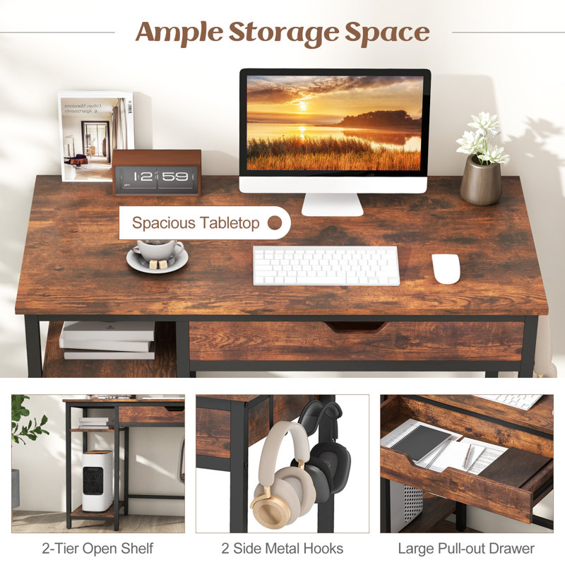 Alexusia Metal Base Writing Desk