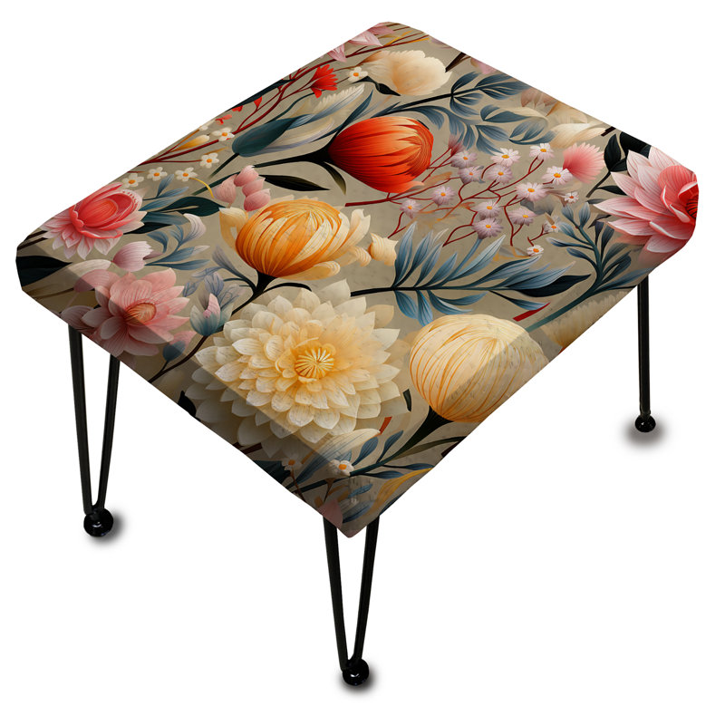 Beige et rose coquelicots Expression - Repose-pieds rectangulaire éclectique