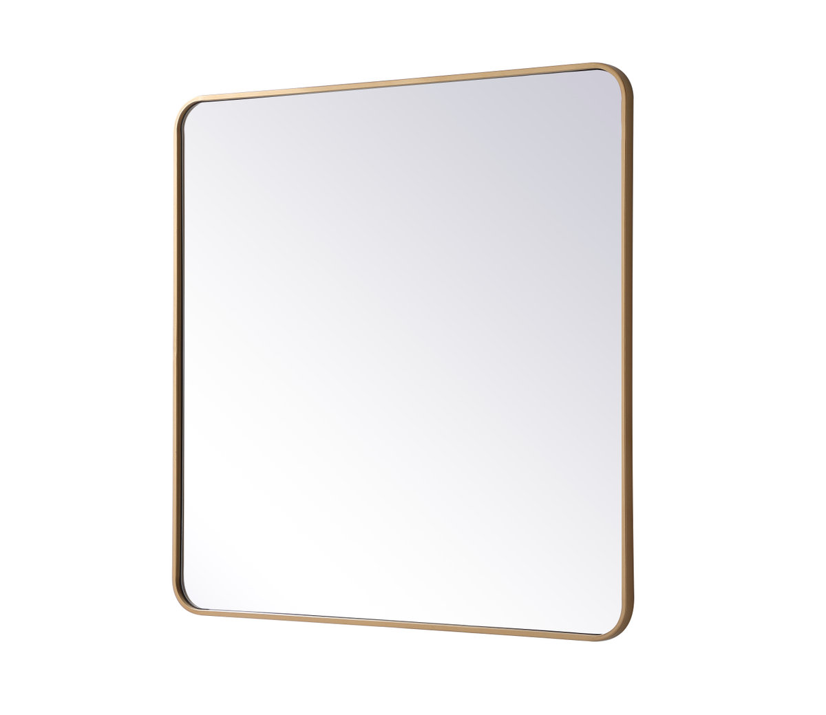 Sabine Metal Rounded Rectangle Wall Mirror, Brass, 36" x 36"