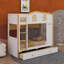 Lit superposé avec garde-corps et tiroirs en forme de maison, lit superposé en bois avec tablettes de rangement