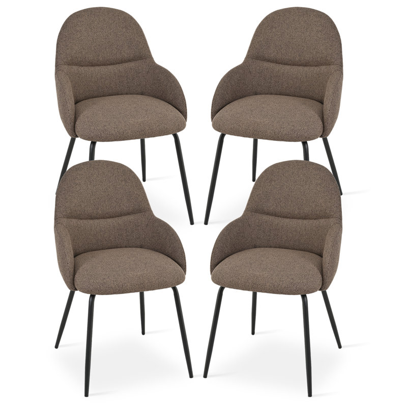 Antin Upholstered Armchair with Metal Legs for Kitchen Dining Room Living Room, Dark Brown Linen