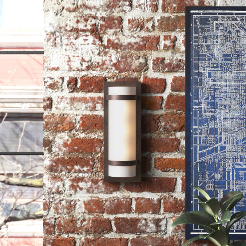 Steelside Alphonse With Etched White Glass Wall Sconce, Smoked Iron