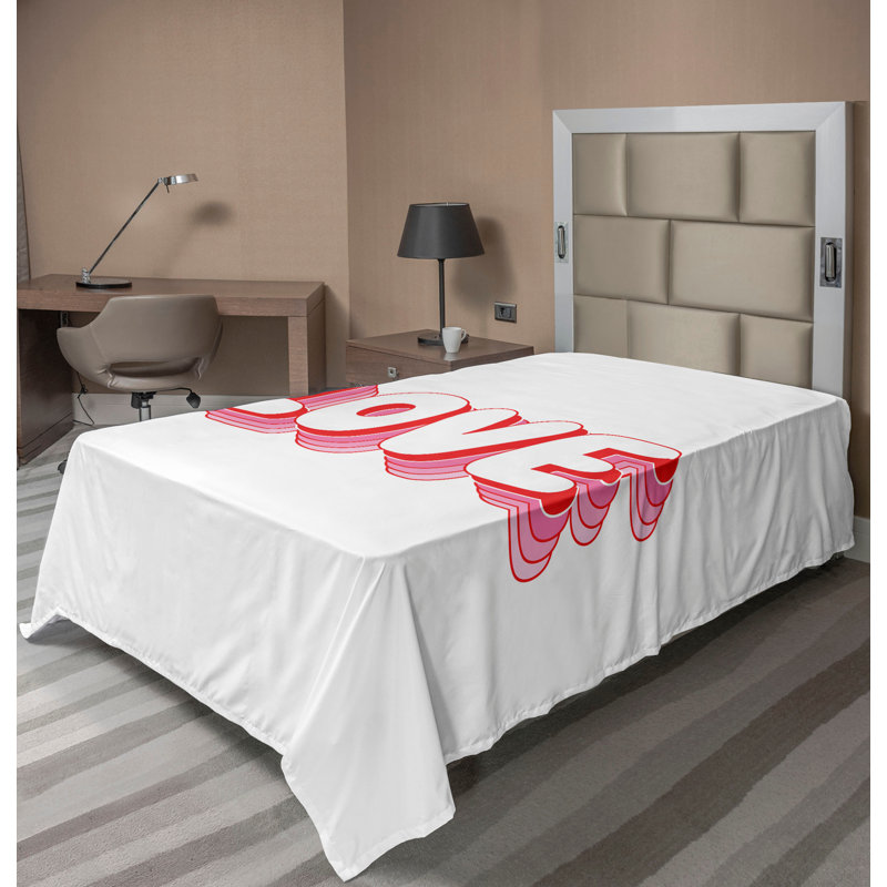 Drap plat Ambesonne Love, Drap plat pour lit simple
