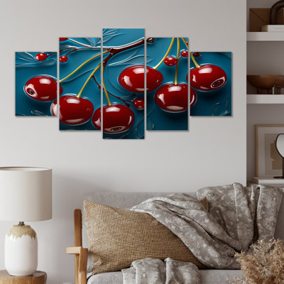  «Red Cherry Tree Explosion I - Cherry Multipanel Wall Art Canvas