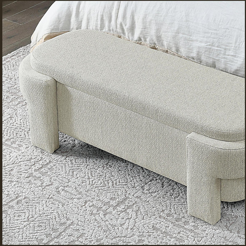 Banc rembourré avec grand espace de rangement, Beige